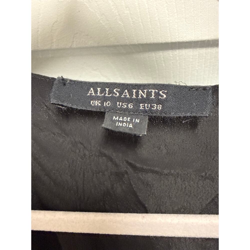 AllSaints Sienna Clip Swiss Dot Ruffle Wrap Dress Black Whimsigoth Size Small - Picture 7 of 8
